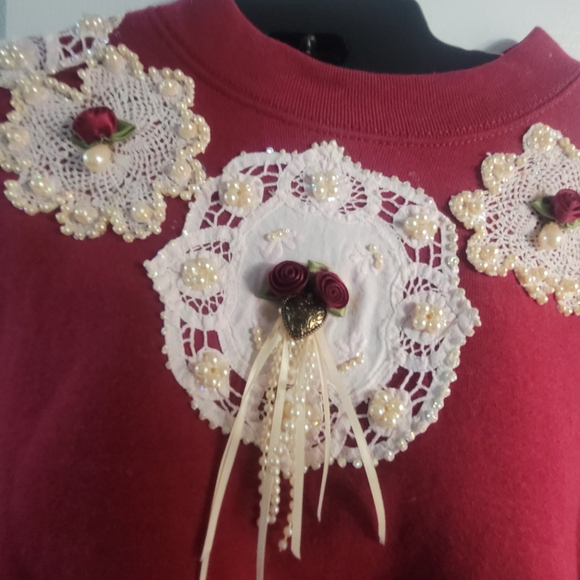 Red Embellished Sweatshirt - Picture 2 of 5